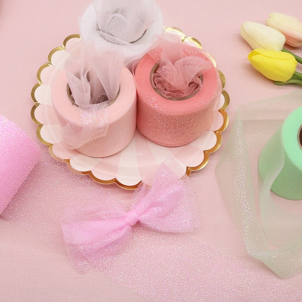 Ribbon Organza Roll - 6CM 25야드 크리스탈 스팽글 리본 오간자