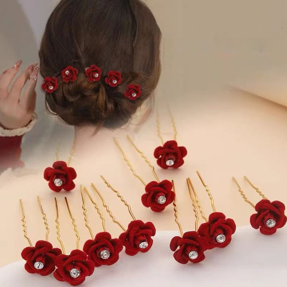 Flower Supply - 10Pcs 로즈 헤어 액세서리 웨딩 신부