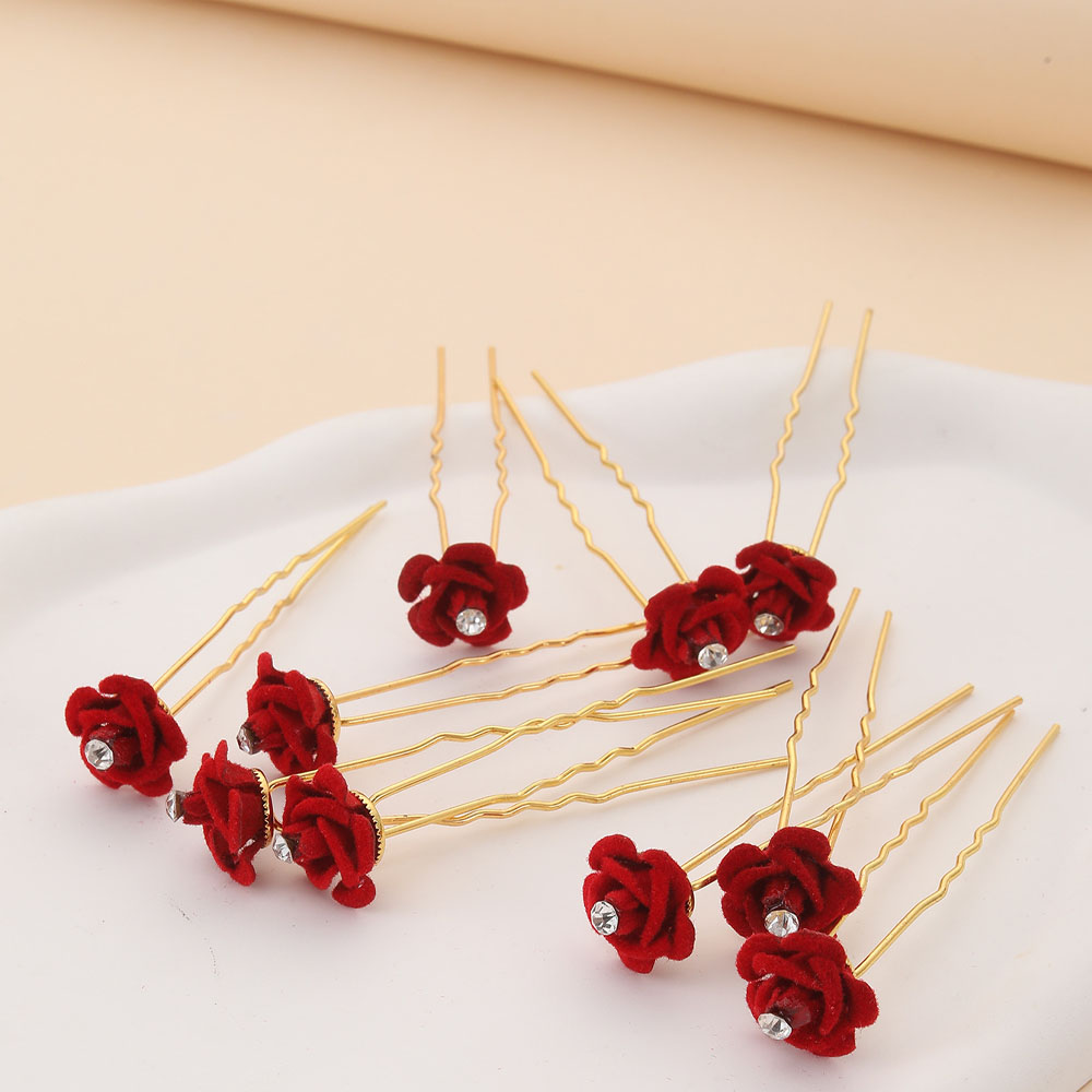 10Pcs 로즈 헤어 액세서리 웨딩 신부 머리핀 꽃 헤 - Flower Supply 리뷰 및 가격