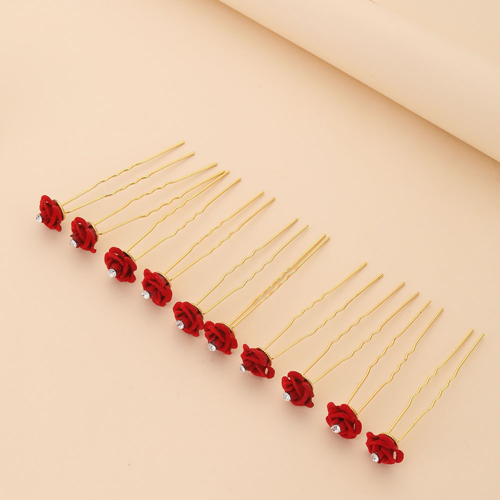 10Pcs 로즈 헤어 액세서리 웨딩 신부 머리핀 꽃 헤 - Flower Supply 리뷰 및 가격