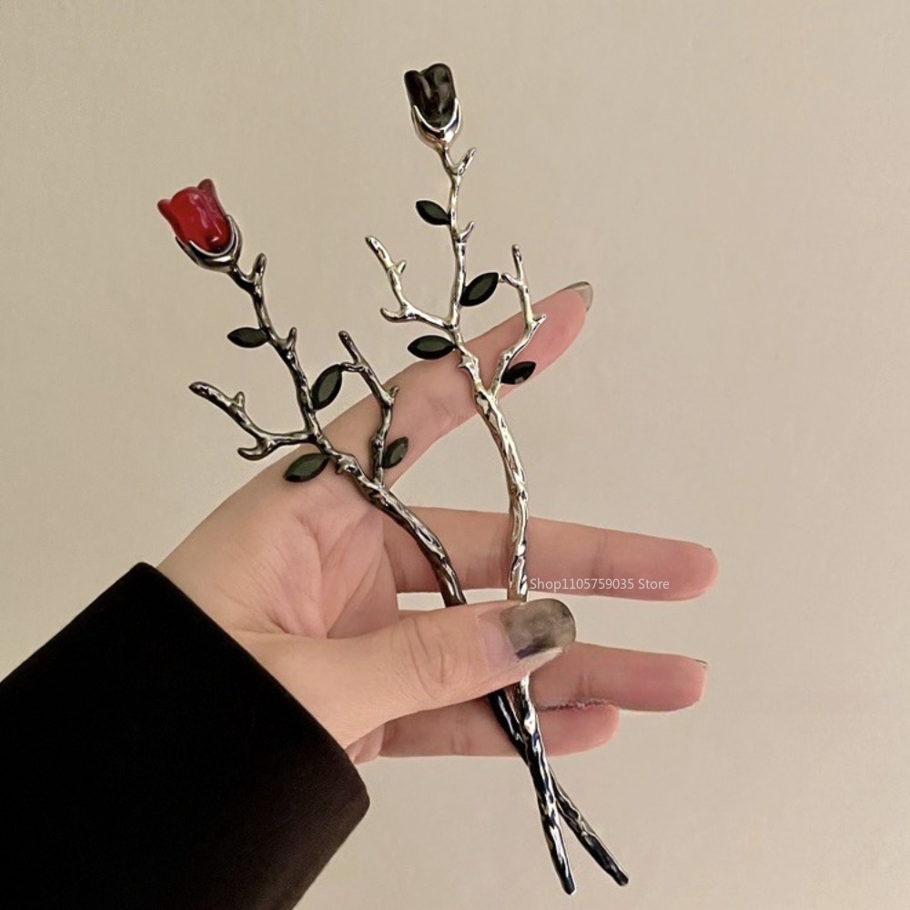 여성을위한 빈티지 금속 붉은 장미 꽃 머리핀 우아한 중 - Flower Supply 리뷰 및 가격