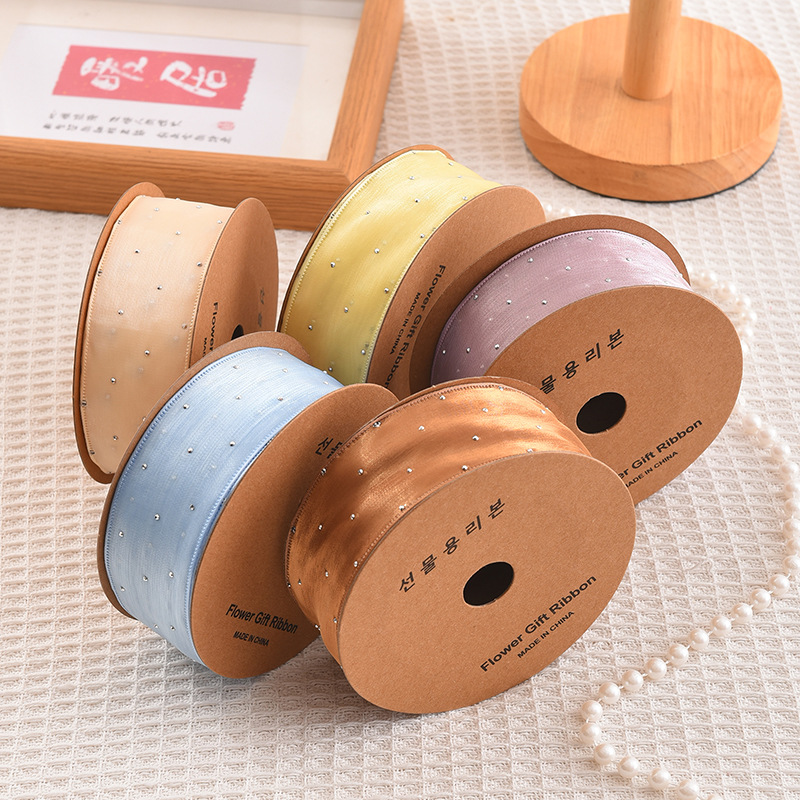 라인스톤 실크 리본 꽃 선물 케이크 상자 포장 재료 헤 - Ribbon Organza Roll 리뷰 및 가격
