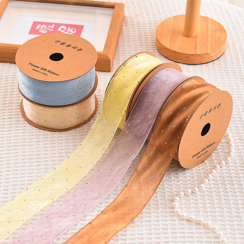 라인스톤 실크 리본 꽃 선물 케이크 상자 포장 재료 헤 - Ribbon Organza Roll 리뷰 및 가격