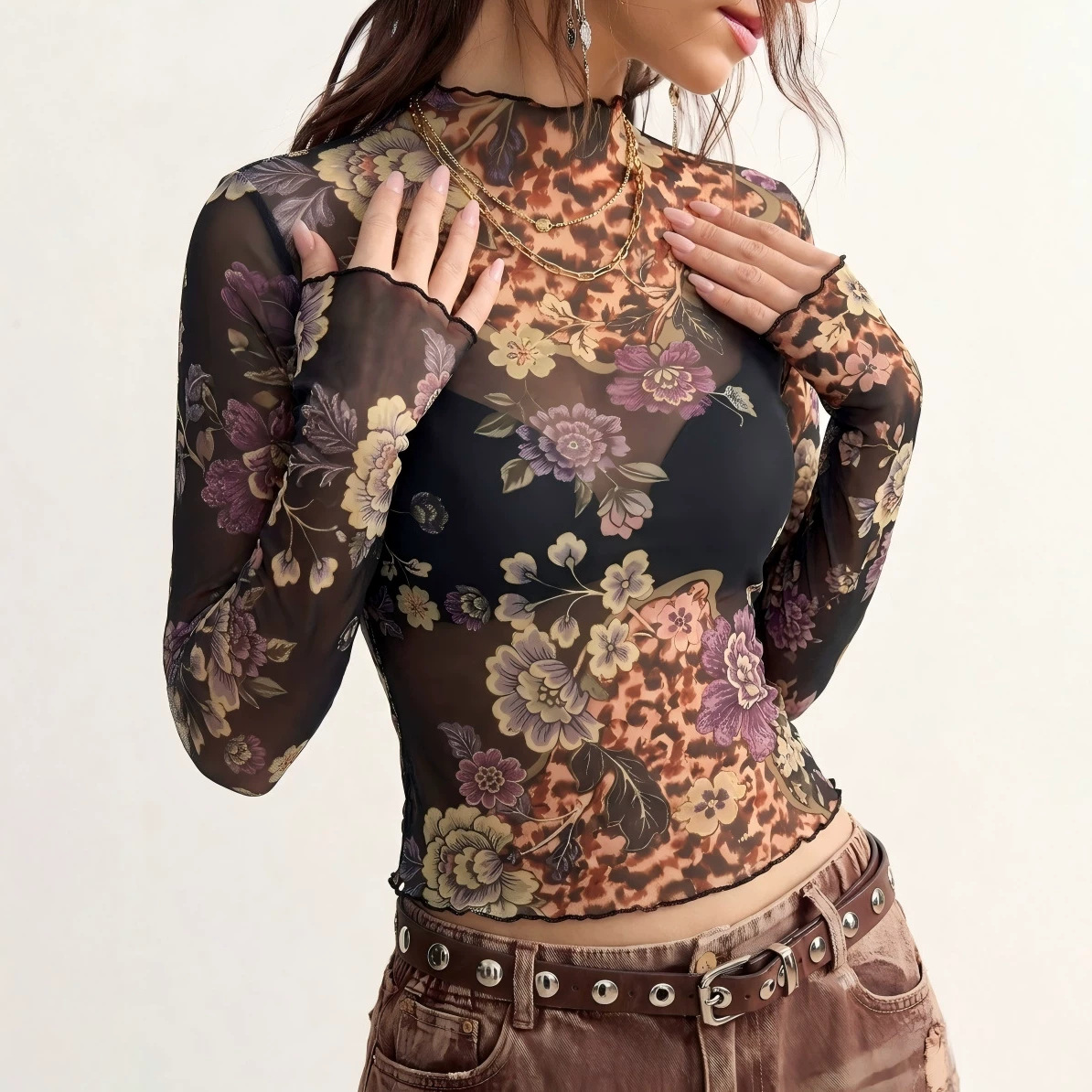 B 2026 레트로 플라워 프린트 시스루 메쉬 티셔츠  - B & J Florist Supply Linwood 리뷰 및 가격